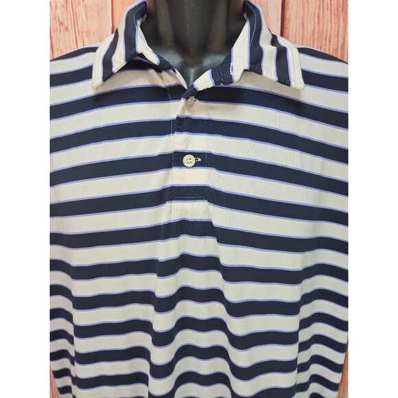 RLX Ralph Lauren Mens Striped Polo Shirt Large Navy - Picture 3 of 7